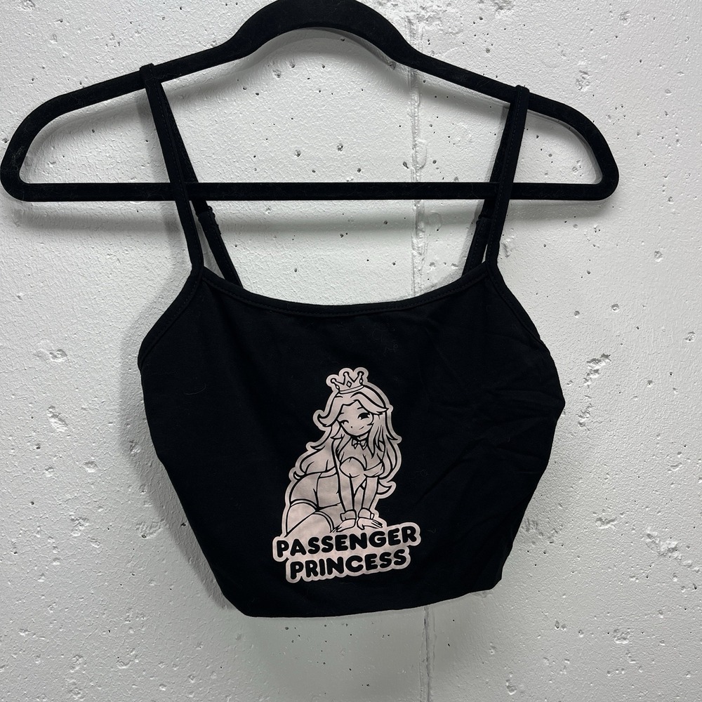 PixelThat‎ Womens Small Passenger Princess Anime Girl Black Tank Crop Top E-Girl